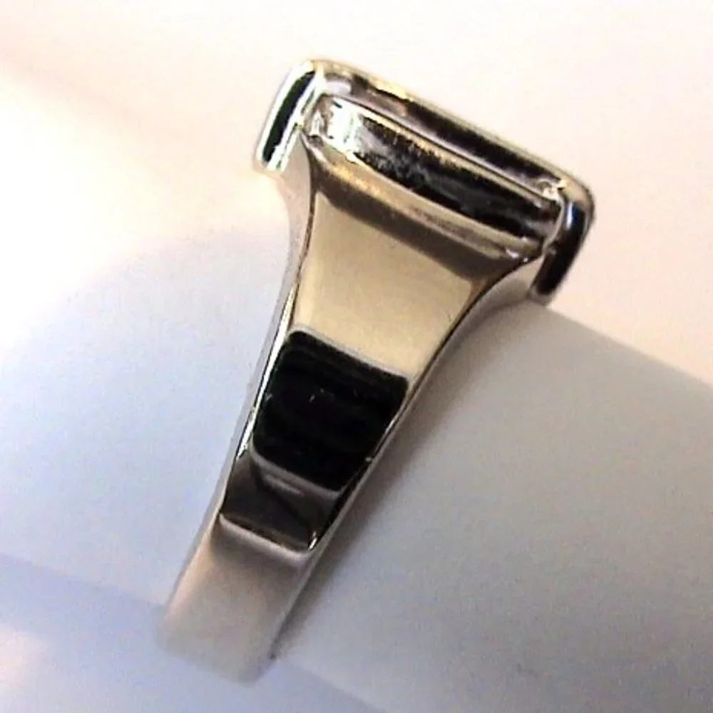 Ladies Clear Baguette Belt Buckle of Truth Cz Cubic Zirconia Silver Band Ring 8